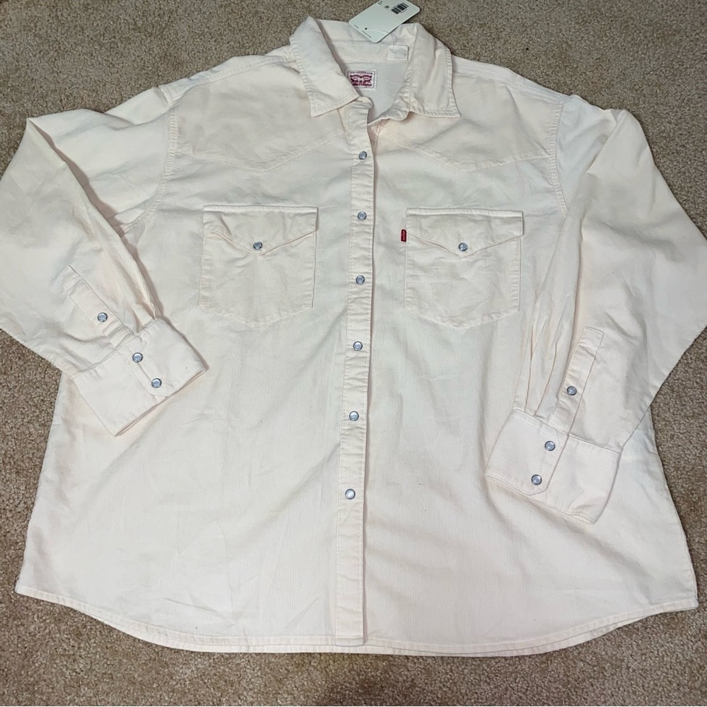 Levi’s western shirt oversized fit womens XL extra large ivory corduroy shacket